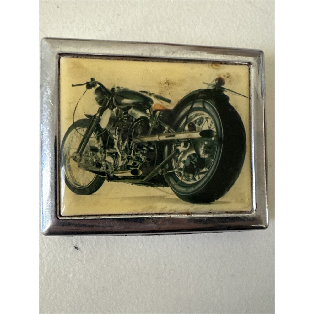 Vintage Motorcyle Chopper Silvertone Cigarette Holder 4x3.5x3/4